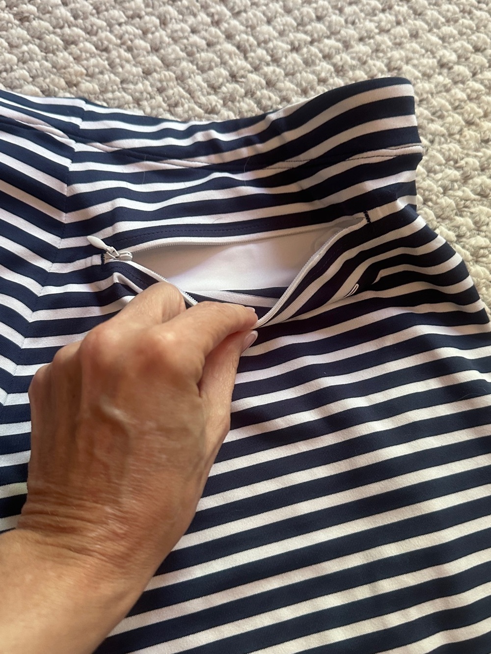 Niki Striped Navy and White Golf Skort - Picture 6 of 9